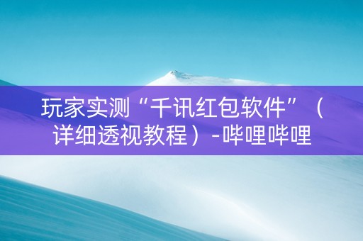 玩家实测“千讯红包软件”（详细透视教程）-哔哩哔哩