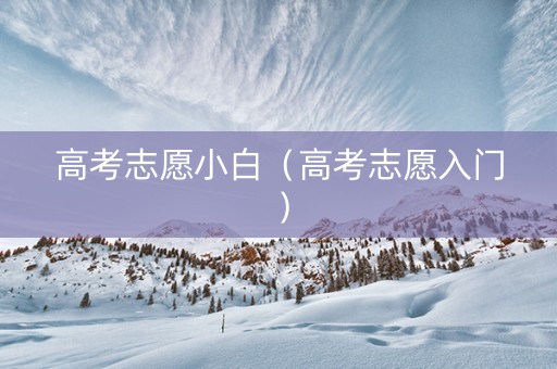 高考志愿小白（高考志愿入门）