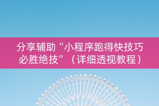 分享辅助“小程序跑得快技巧必胜绝技”（详细透视教程）-哔哩哔哩