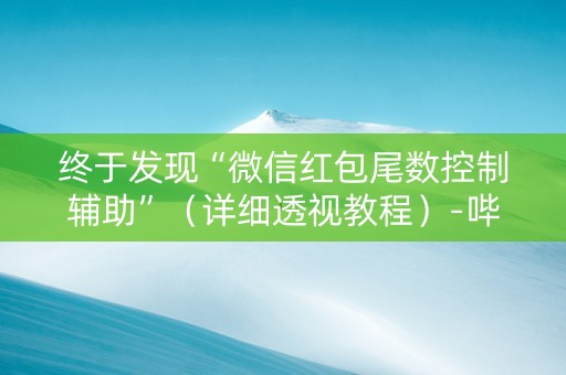 终于发现“微信红包尾数控制辅助”（详细透视教程）-哔哩哔哩