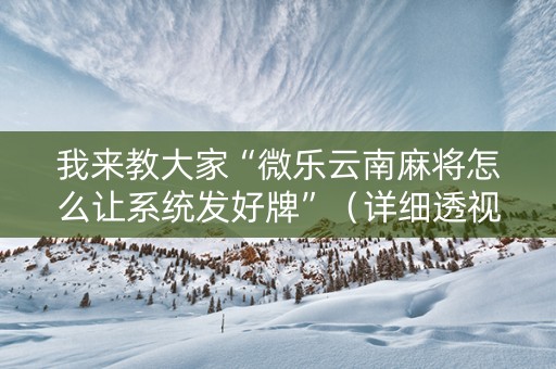 我来教大家“微乐云南麻将怎么让系统发好牌”（详细透视教程）-哔哩哔哩
