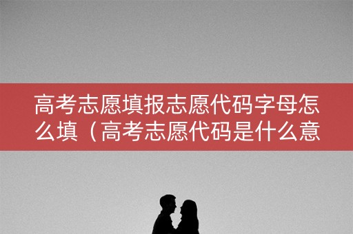 高考志愿填报志愿代码字母怎么填（高考志愿代码是什么意思）