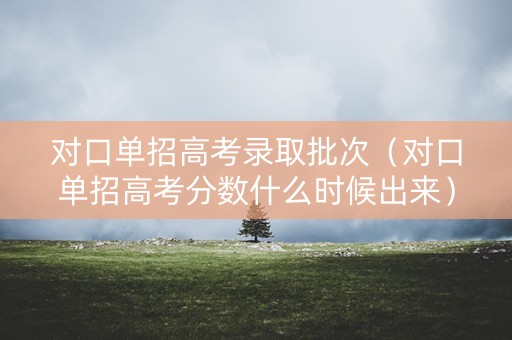 对口单招高考录取批次（对口单招高考分数什么时候出来）