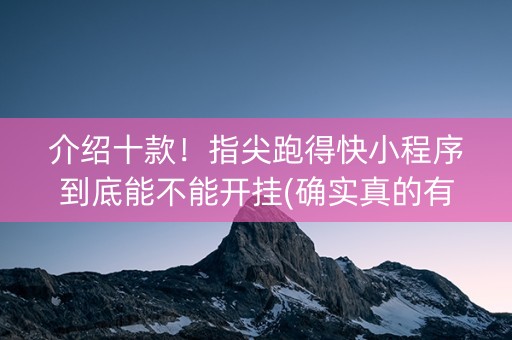 介绍十款！指尖跑得快小程序到底能不能开挂(确实真的有挂)