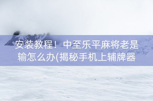 安装教程！中至乐平麻将老是输怎么办(揭秘手机上辅牌器)