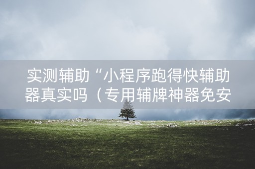 实测辅助“小程序跑得快辅助器真实吗（专用辅牌神器免安装）