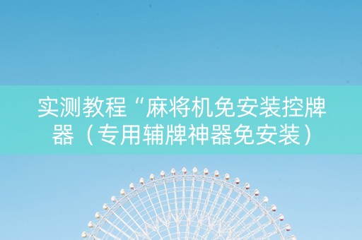 实测教程“麻将机免安装控牌器（专用辅牌神器免安装）