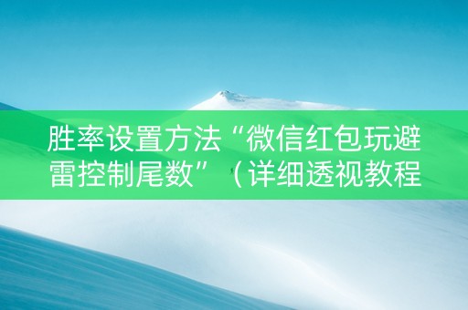 胜率设置方法“微信红包玩避雷控制尾数”（详细透视教程）-哔哩哔哩