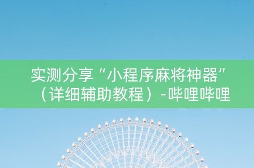实测分享“小程序麻将神器”（详细辅助教程）-哔哩哔哩