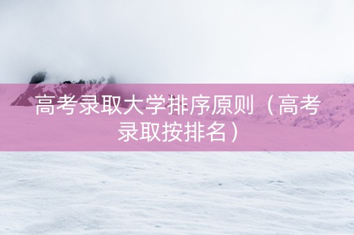 高考录取大学排序原则（高考录取按排名）
