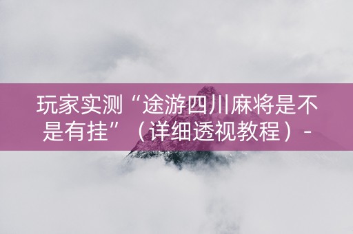 玩家实测“途游四川麻将是不是有挂”（详细透视教程）-哔哩哔哩
