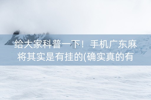 给大家科普一下！手机广东麻将其实是有挂的(确实真的有挂)