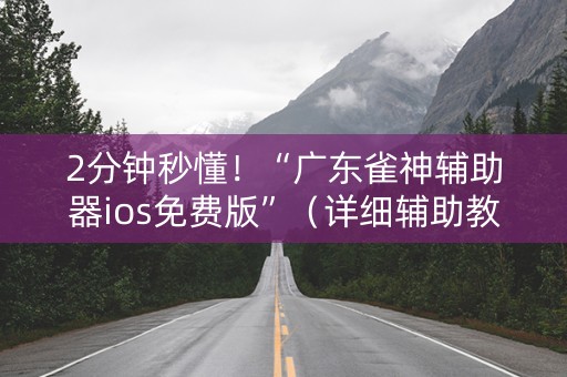 2分钟秒懂！“广东雀神辅助器ios免费版”（详细辅助教程）-哔哩哔哩