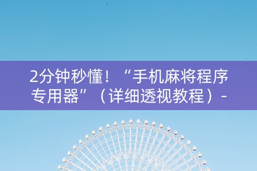 2分钟秒懂！“手机麻将程序专用器”（详细透视教程）-哔哩哔哩