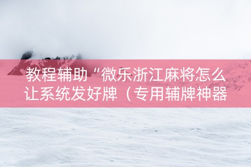 教程辅助“微乐浙江麻将怎么让系统发好牌（专用辅牌神器免安装）
