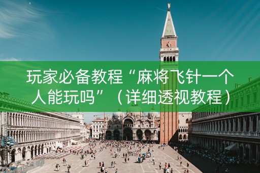 玩家必备教程“麻将飞针一个人能玩吗”（详细透视教程）-哔哩哔哩