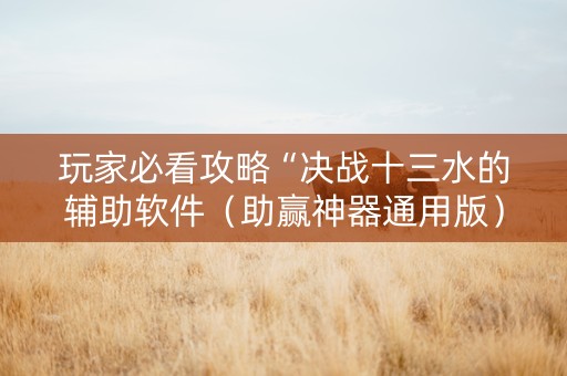 玩家必看攻略“决战十三水的辅助软件（助赢神器通用版）