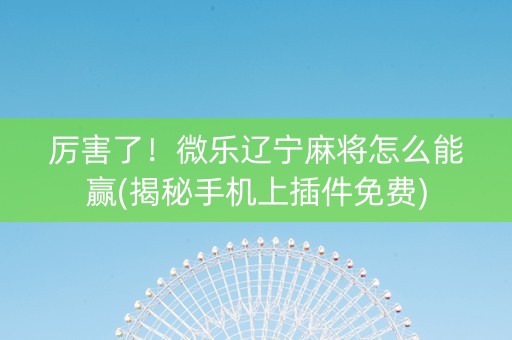 厉害了！微乐辽宁麻将怎么能赢(揭秘手机上插件免费)