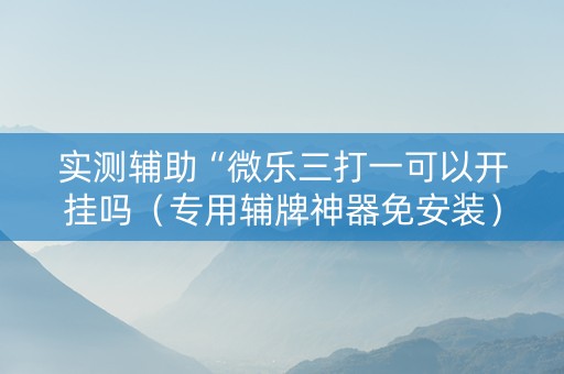 实测辅助“微乐三打一可以开挂吗（专用辅牌神器免安装）