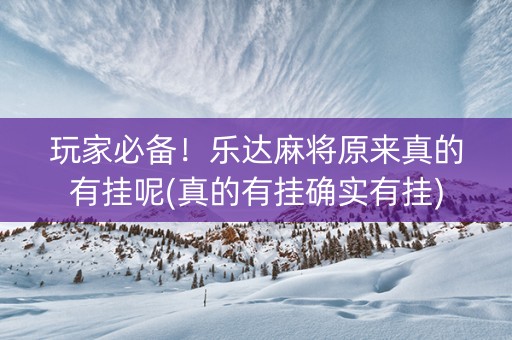 玩家必备！乐达麻将原来真的有挂呢(真的有挂确实有挂)