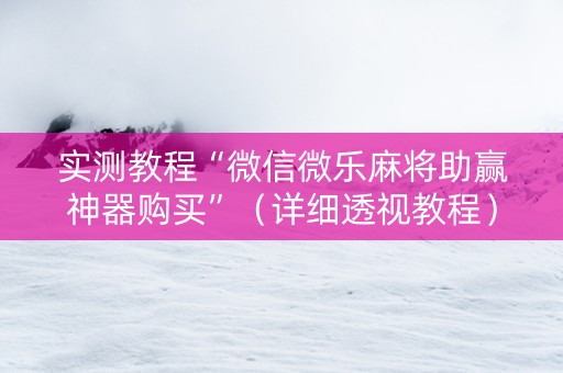 实测教程“微信微乐麻将助赢神器购买”（详细透视教程）-哔哩哔哩