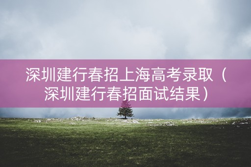 深圳建行春招上海高考录取（深圳建行春招面试结果）