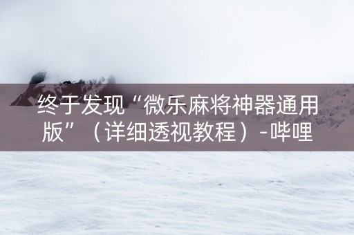 终于发现“微乐麻将神器通用版”（详细透视教程）-哔哩哔哩