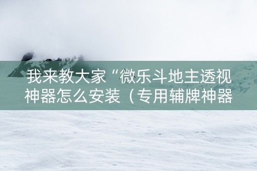 我来教大家“微乐斗地主透视神器怎么安装（专用辅牌神器免安装）