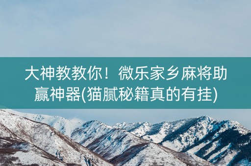 大神教教你！微乐家乡麻将助赢神器(猫腻秘籍真的有挂)