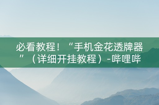 必看教程！“手机金花透牌器”（详细开挂教程）-哔哩哔哩