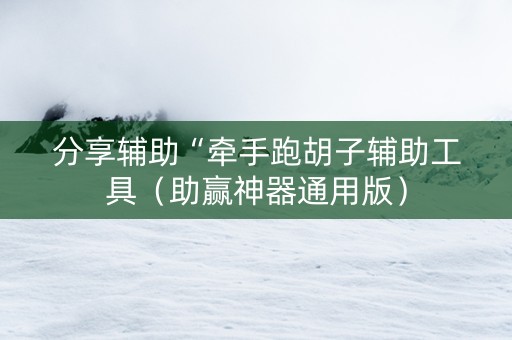 分享辅助“牵手跑胡子辅助工具（助赢神器通用版）