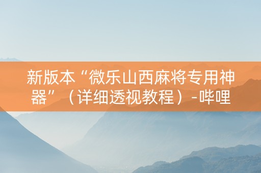 新版本“微乐山西麻将专用神器”（详细透视教程）-哔哩哔哩