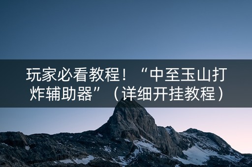玩家必看教程！“中至玉山打炸辅助器”（详细开挂教程）-哔哩哔哩