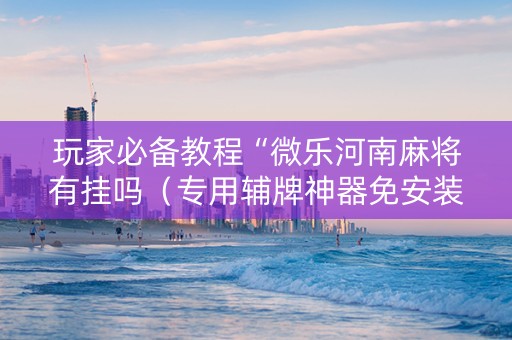 玩家必备教程“微乐河南麻将有挂吗（专用辅牌神器免安装）