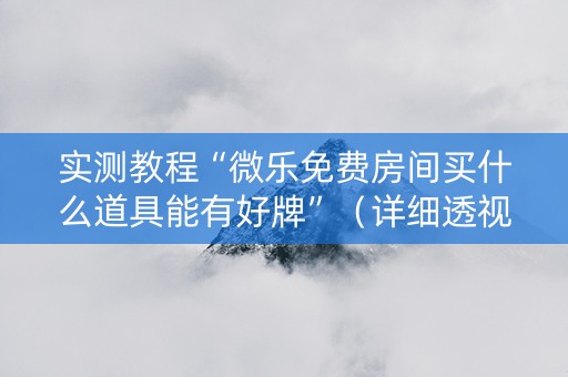实测教程“微乐免费房间买什么道具能有好牌”（详细透视教程）-哔哩哔哩