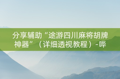 分享辅助“途游四川麻将胡牌神器”（详细透视教程）-哔哩哔哩
