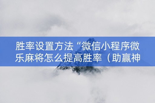 胜率设置方法“微信小程序微乐麻将怎么提高胜率（助赢神器通用版）