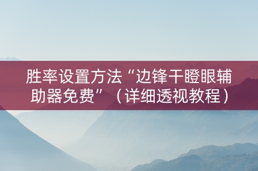 胜率设置方法“边锋干瞪眼辅助器免费”（详细透视教程）-哔哩哔哩