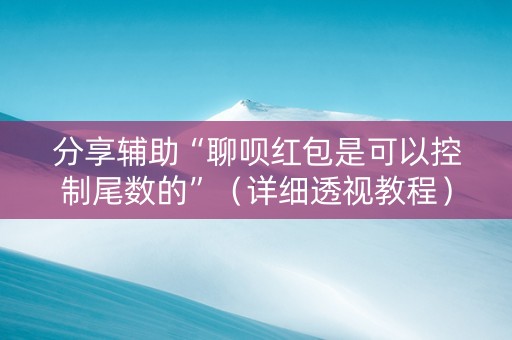 分享辅助“聊呗红包是可以控制尾数的”（详细透视教程）-哔哩哔哩