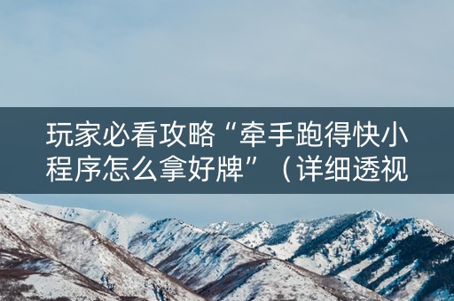 玩家必看攻略“牵手跑得快小程序怎么拿好牌”（详细透视教程）-哔哩哔哩