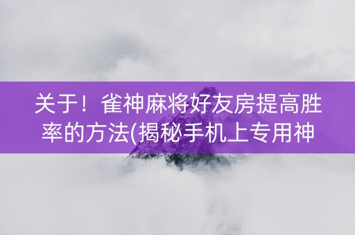 关于！雀神麻将好友房提高胜率的方法(揭秘手机上专用神器)