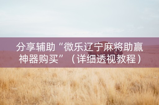 分享辅助“微乐辽宁麻将助赢神器购买”（详细透视教程）-哔哩哔哩