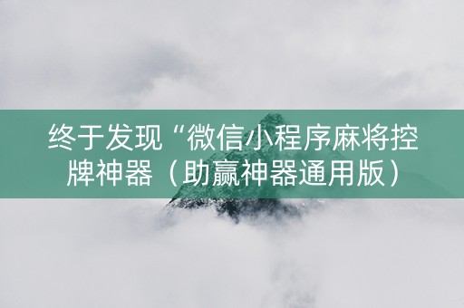 终于发现“微信小程序麻将控牌神器（助赢神器通用版）