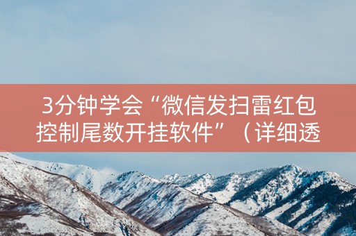 3分钟学会“微信发扫雷红包控制尾数开挂软件”（详细透视教程）-哔哩哔哩