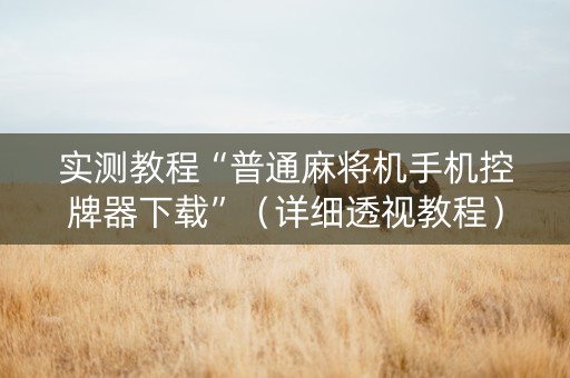实测教程“普通麻将机手机控牌器下载”（详细透视教程）-哔哩哔哩