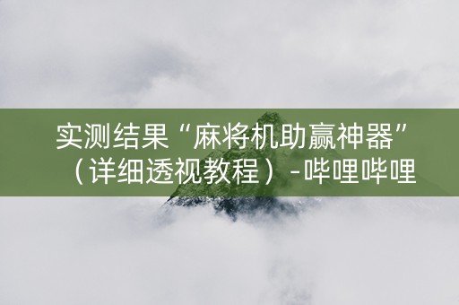 实测结果“麻将机助赢神器”（详细透视教程）-哔哩哔哩