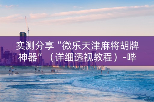 实测分享“微乐天津麻将胡牌神器”（详细透视教程）-哔哩哔哩