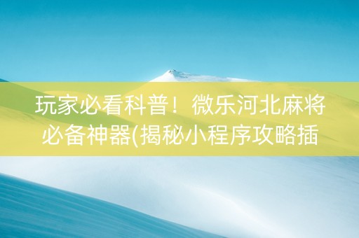 玩家必看科普！微乐河北麻将必备神器(揭秘小程序攻略插件)