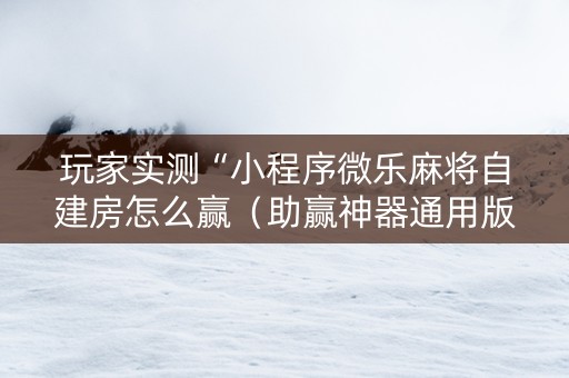 玩家实测“小程序微乐麻将自建房怎么赢（助赢神器通用版）