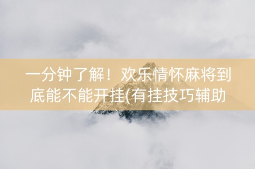 一分钟了解！欢乐情怀麻将到底能不能开挂(有挂技巧辅助器)
